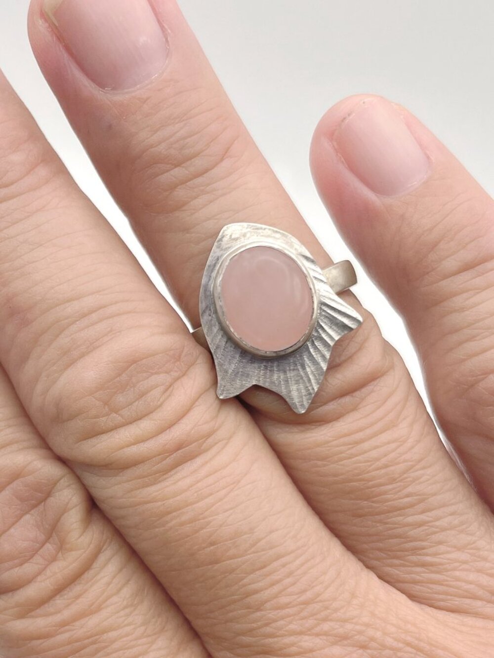 Sterling Silver 925 and Rose Quartz Ring, Size 8, One-of-a-kind - Picture 3 of 3